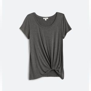 Nine Britton twist front medium dark grey soft t-shirt